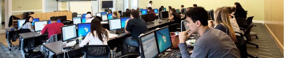 Students sitting in lecture hall. 